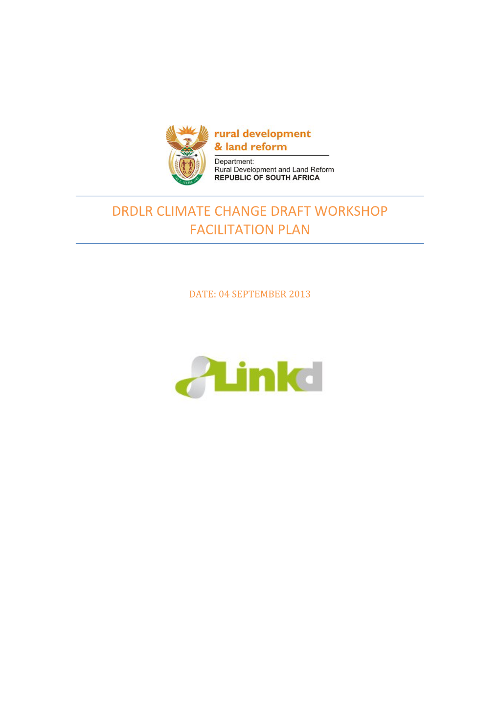 Drdlr Climate Change DRAFT Workshop Facilitation Plan