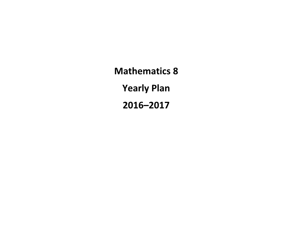 Mathematics 8 Yearly Plan