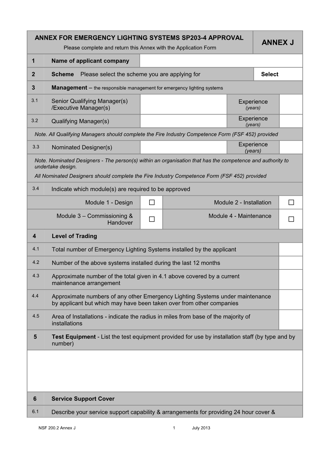 Annex for Emergency Lighting Systems Sp203-4Approval