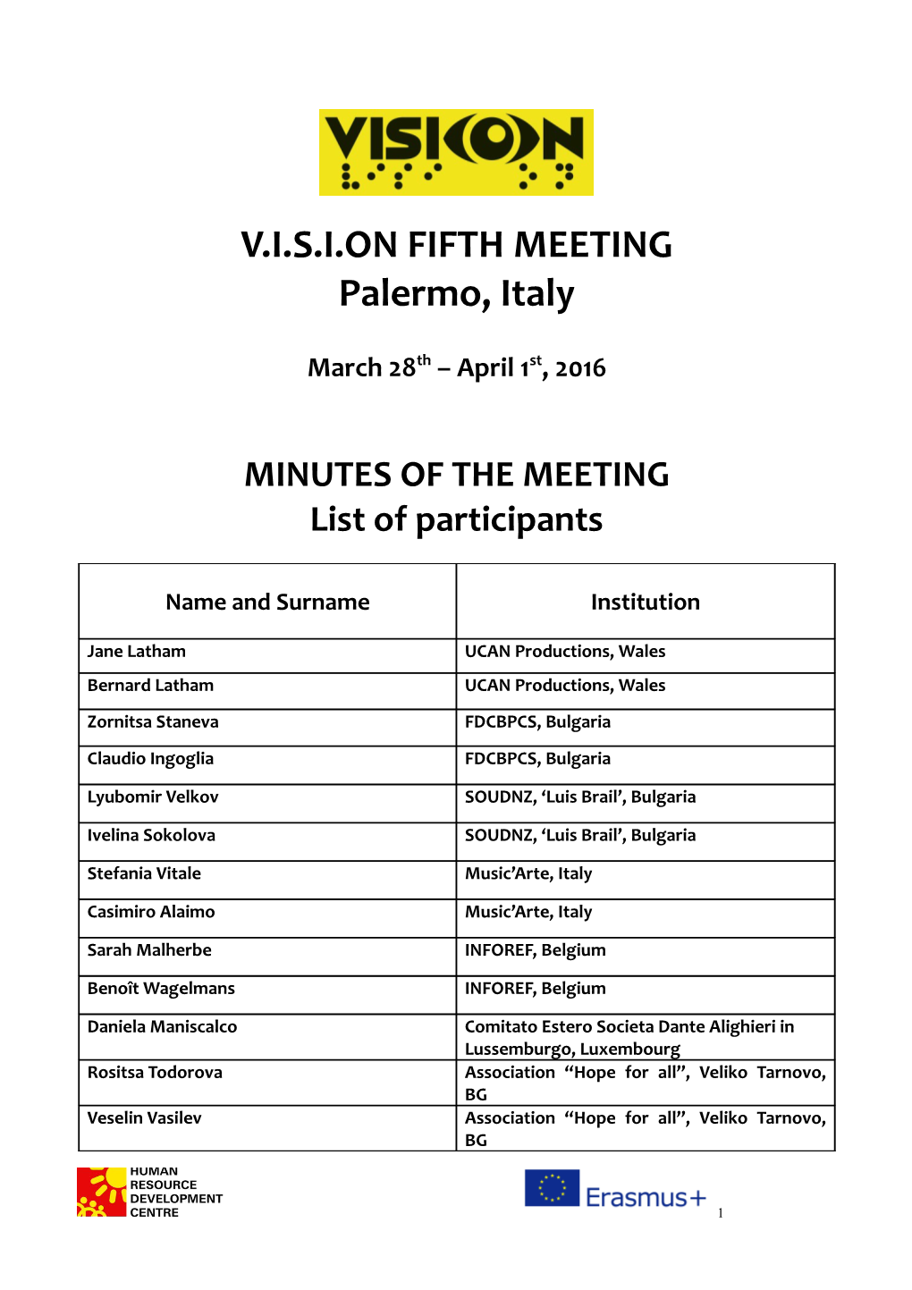 V.I.S.I.On Second Meeting