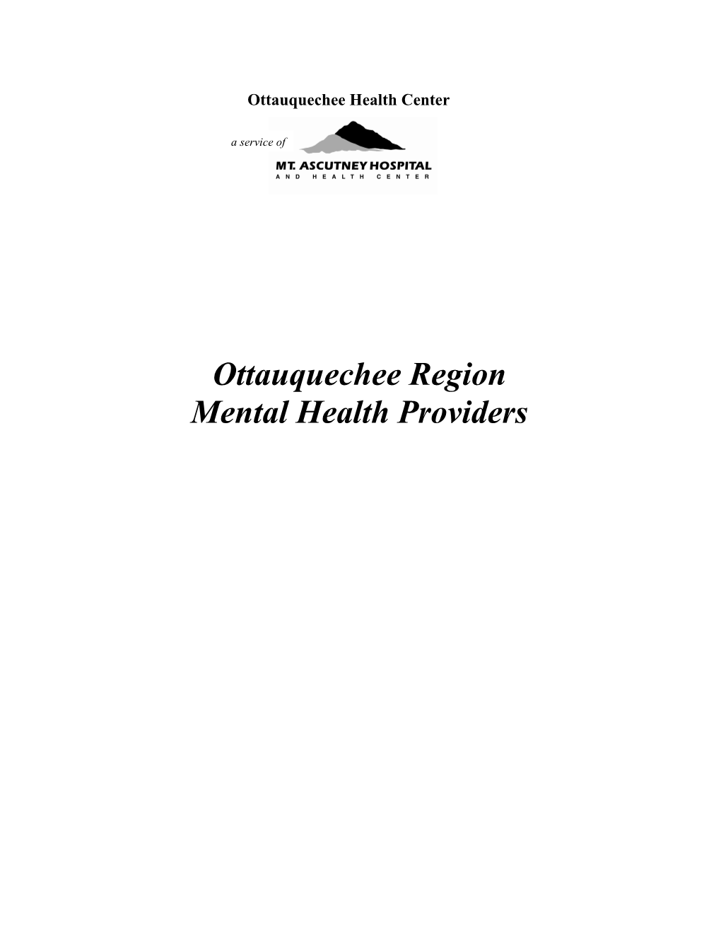 Ottauquechee Region Mental Health Providers