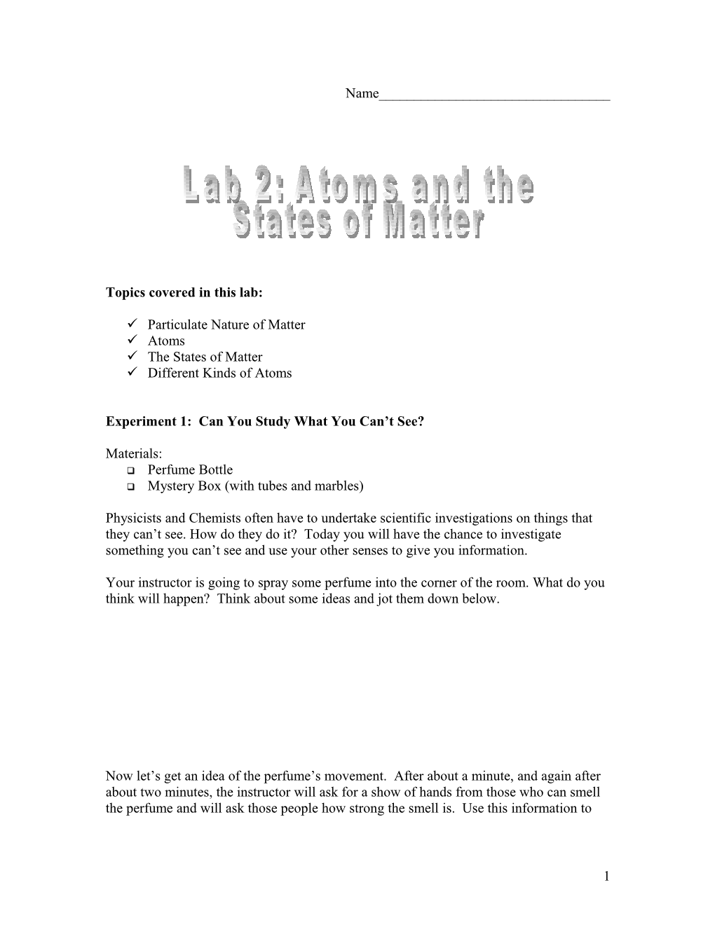 Atoms and the States of Matter Lab 2