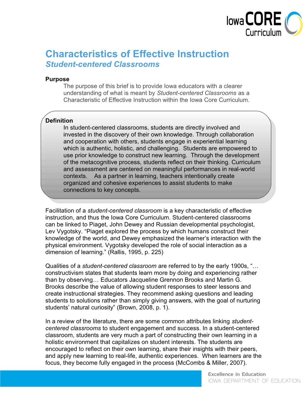 Characteristics of Effective Instruction