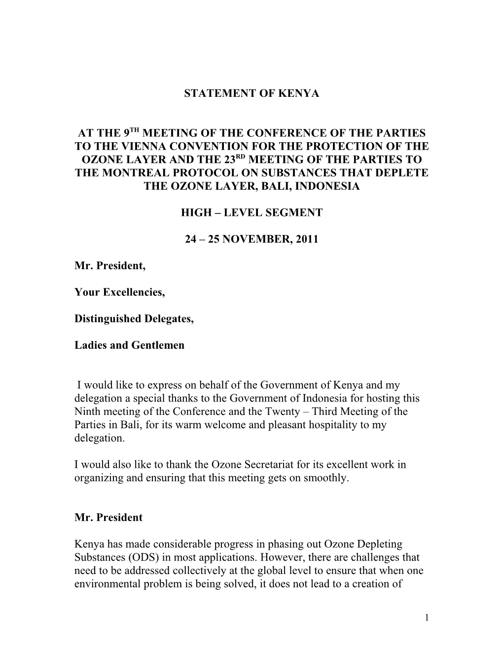 Statement of Kenya