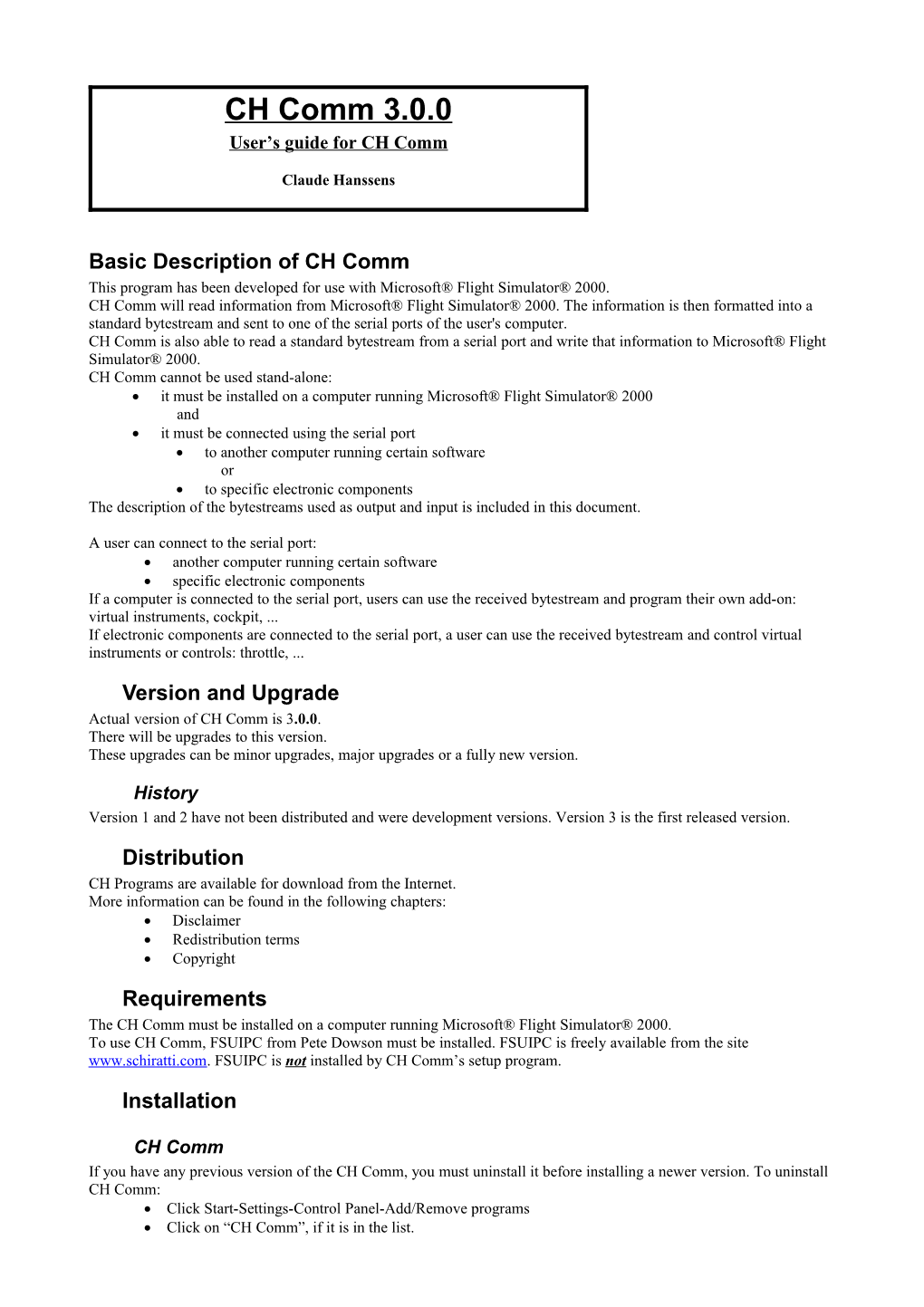 User S Guide for CH Comm