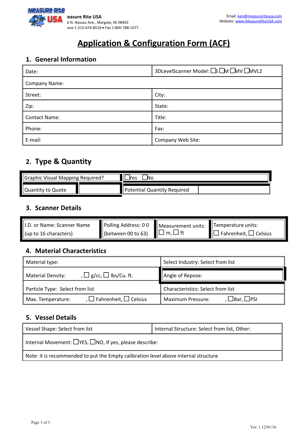 3Dlevelscanner Application Data Sheet