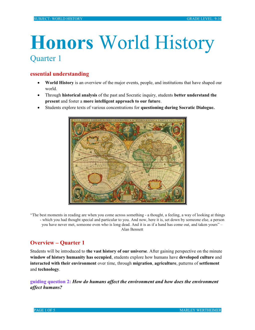 World History Quarter 1