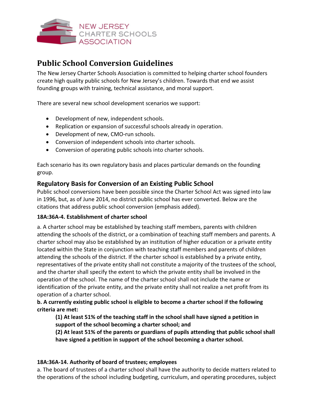 NJCSA Public School Conversion Guidelines