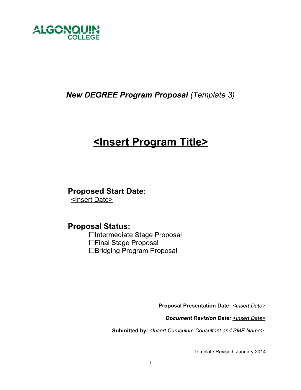 New DEGREE Program Proposal (Template 3)