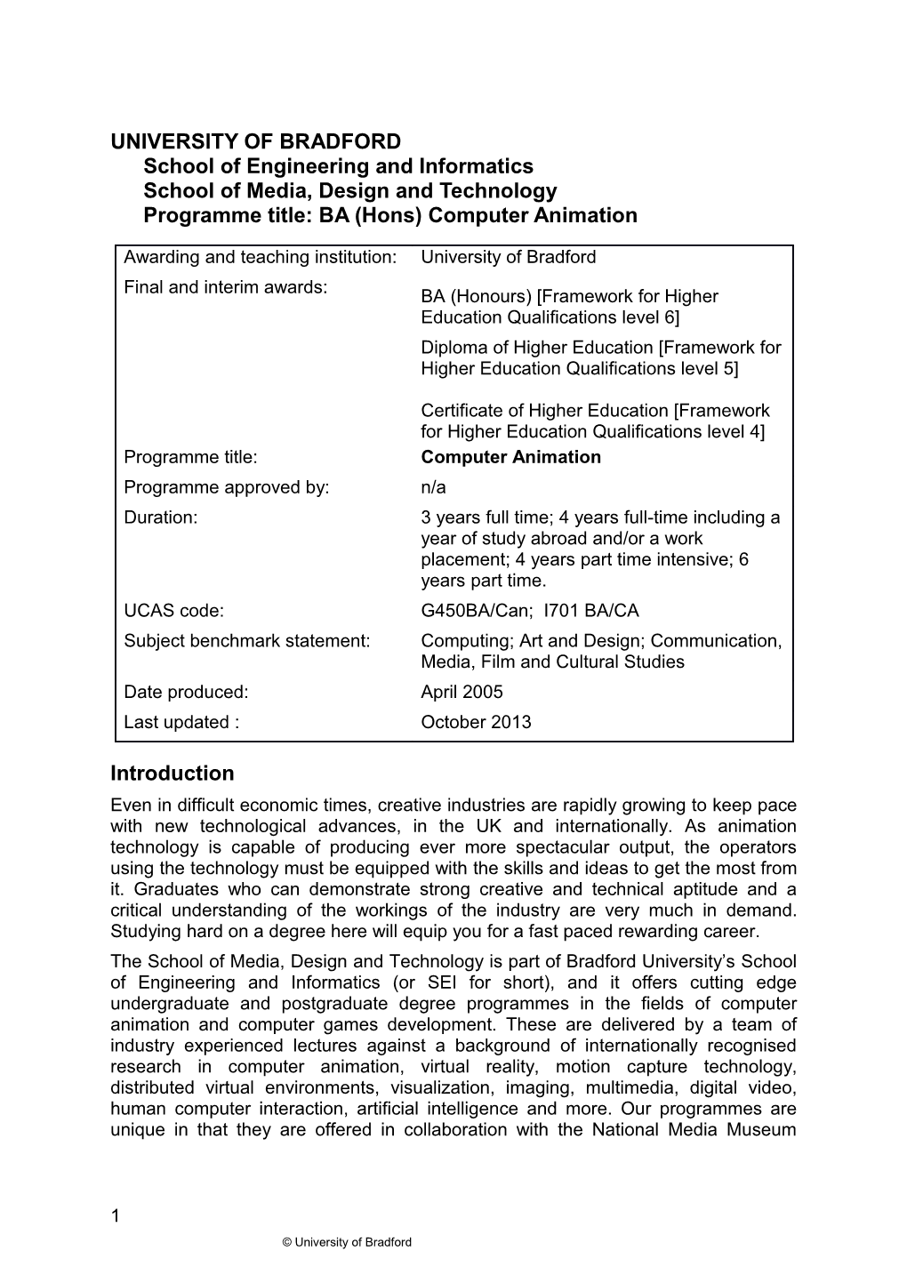 UNIVERSITY of Bradfordschool of Engineering and Informaticsschool Of