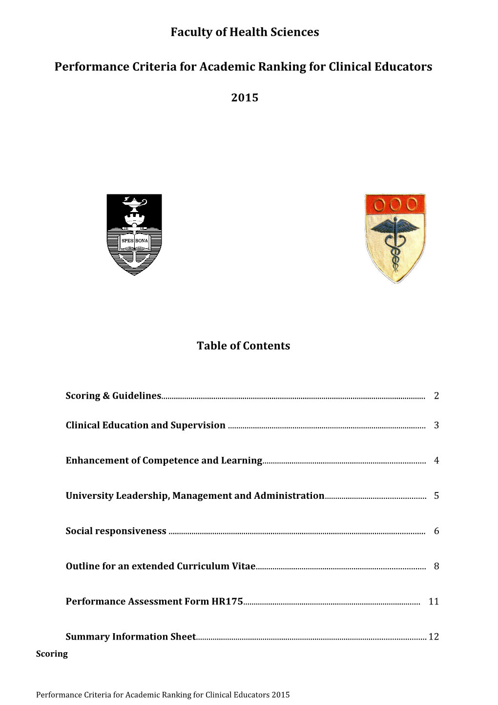 Performance Criteria for Academic Ranking for Clinical Educators