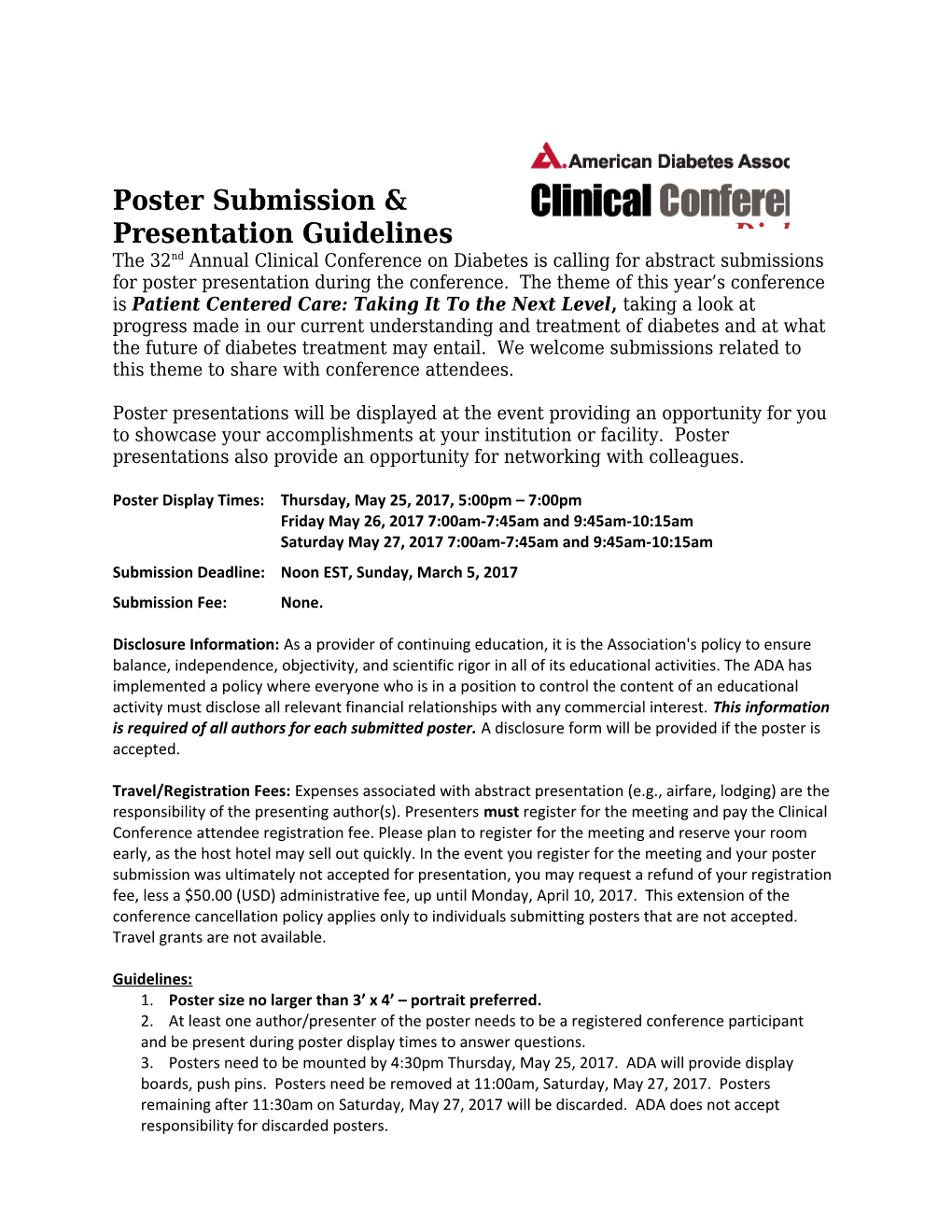 Poster Submission & Presentationguidelines