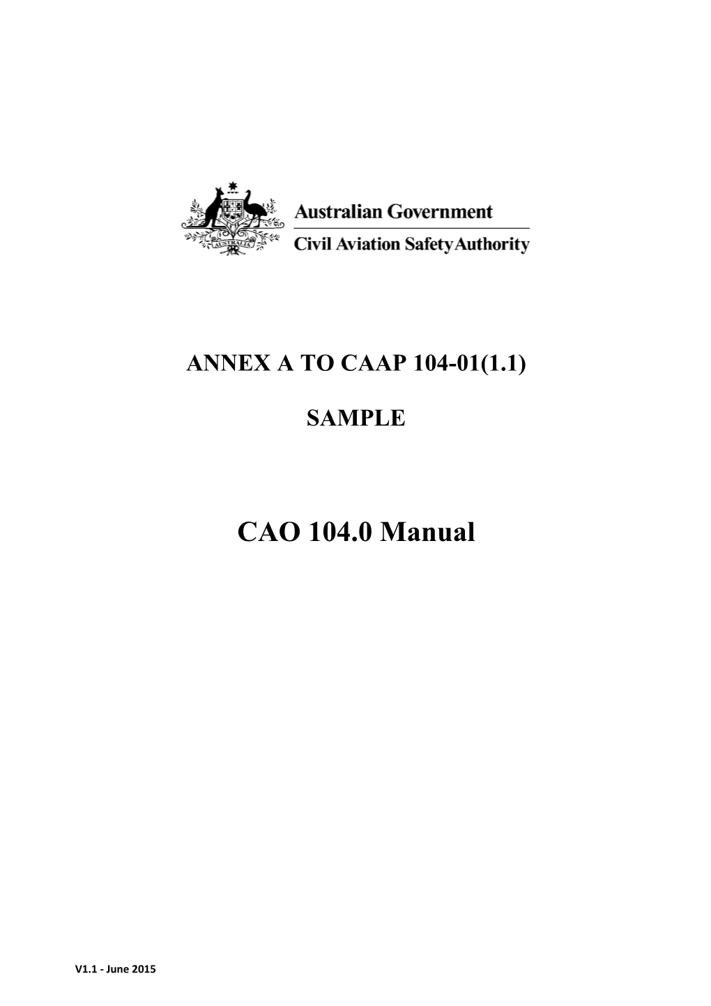ANNEX a to CAAP 104-01(1.1) - Sample CAO 104.0 Manual