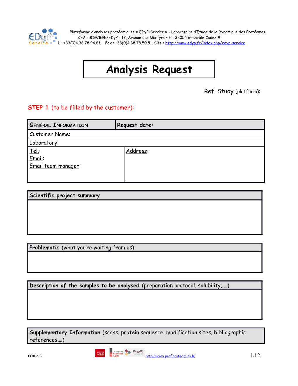New Analysis Request