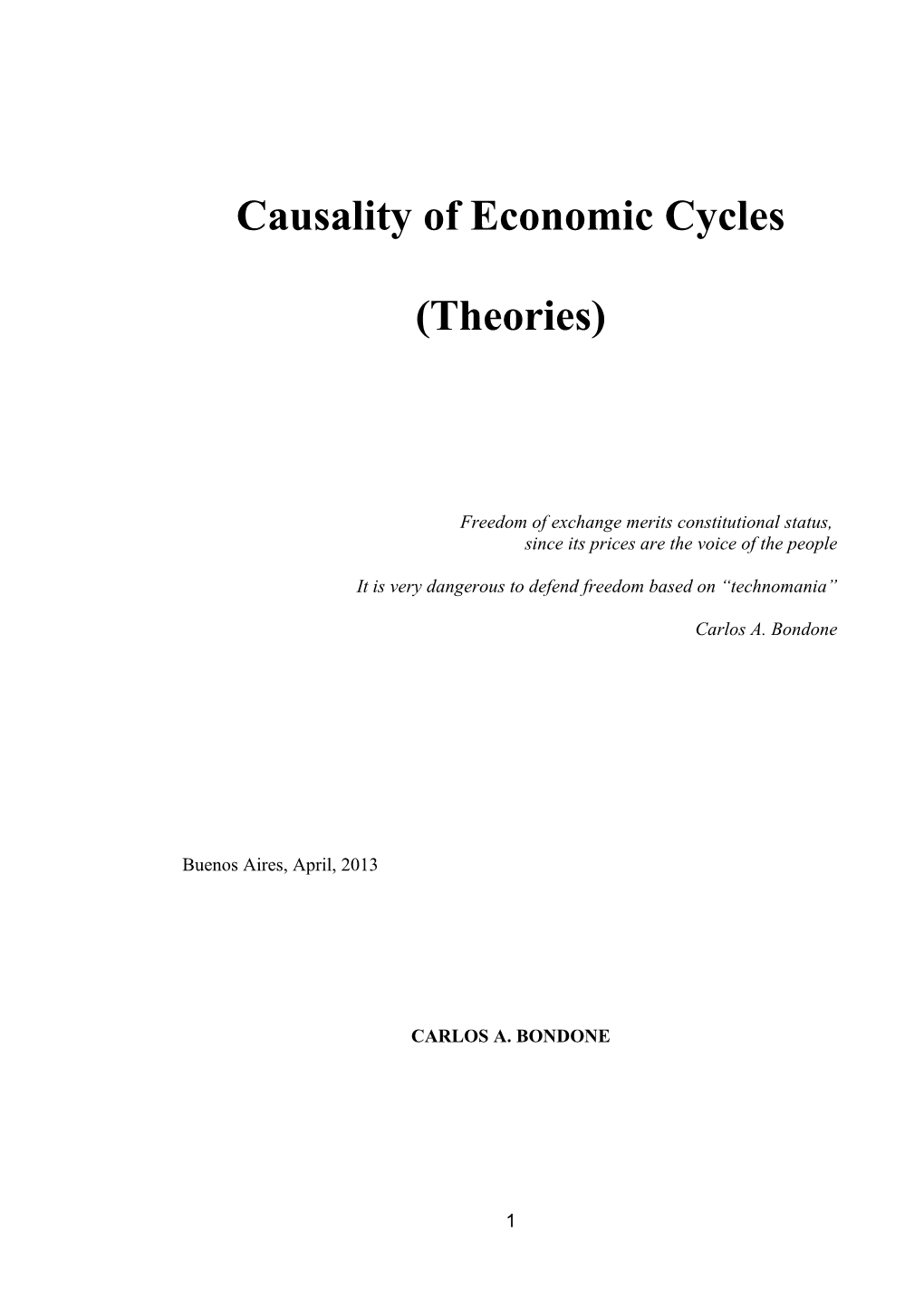 Causality of Economic Cycles