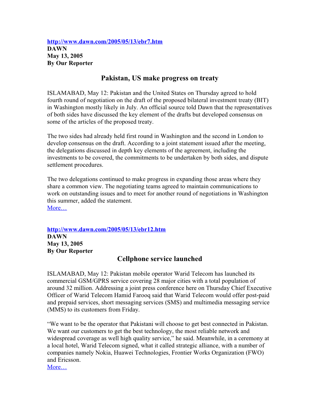 Pakistan, US Make Progress on Treaty