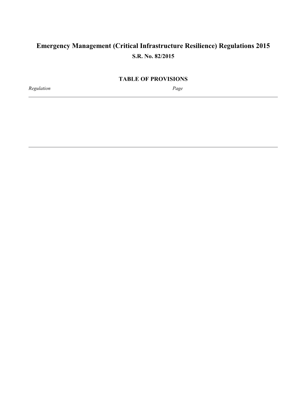 Emergency Management (Critical Infrastructure Resilience) Regulations 2015