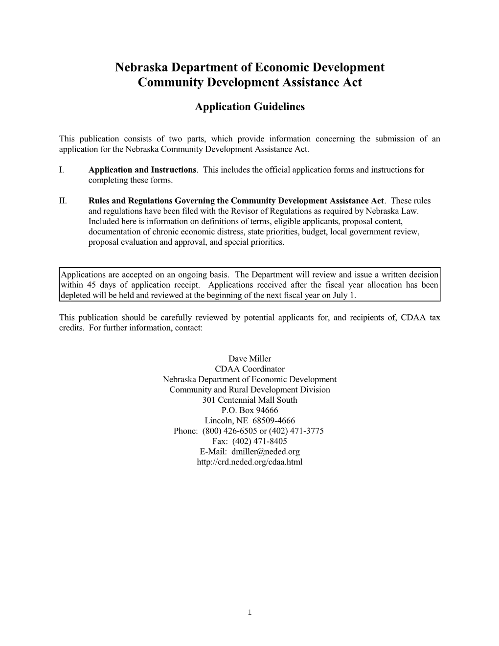 Community Development Assistance Act