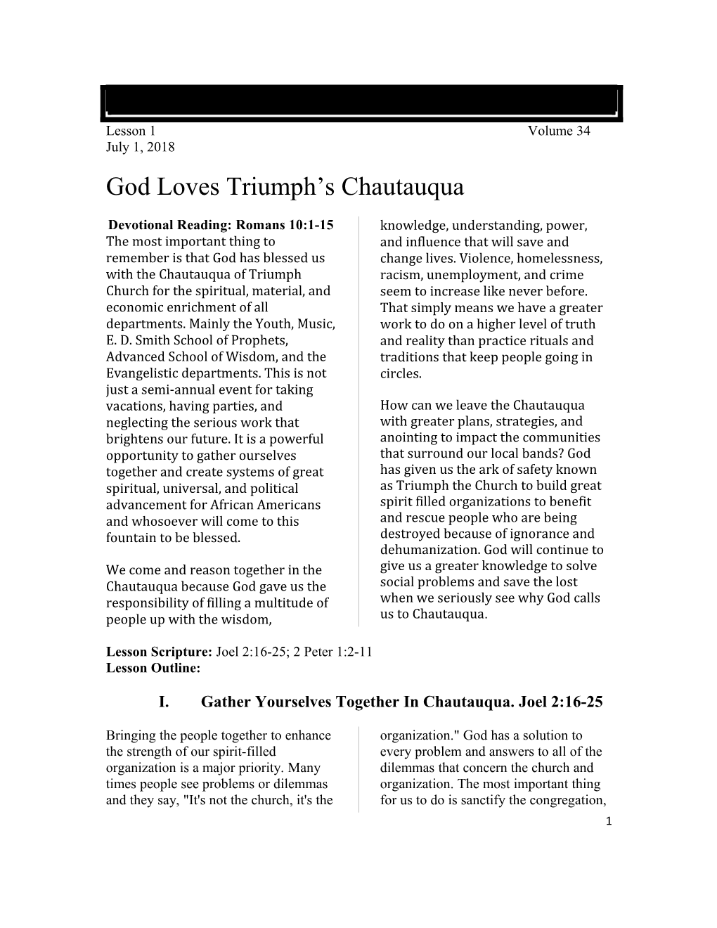 God Loves Triumph S Chautauqua