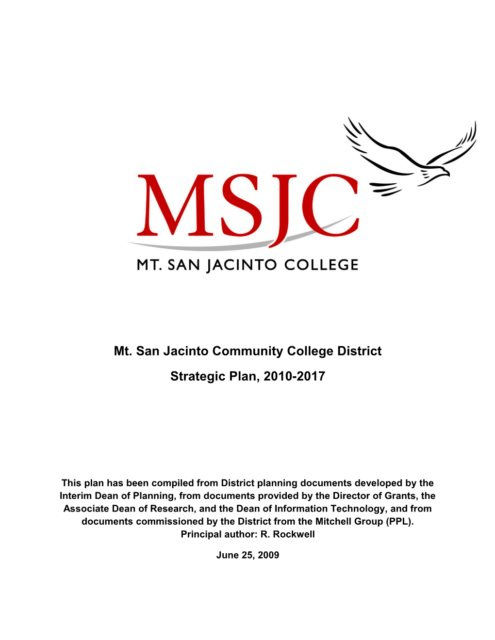 MSJCCD Strategic Plan - Working Model