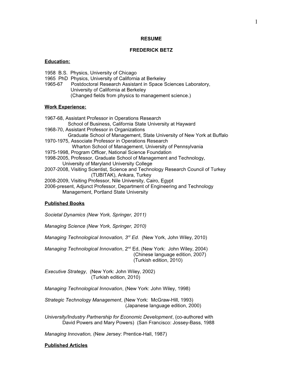 1965 Phd Physics, University of California at Berkeley