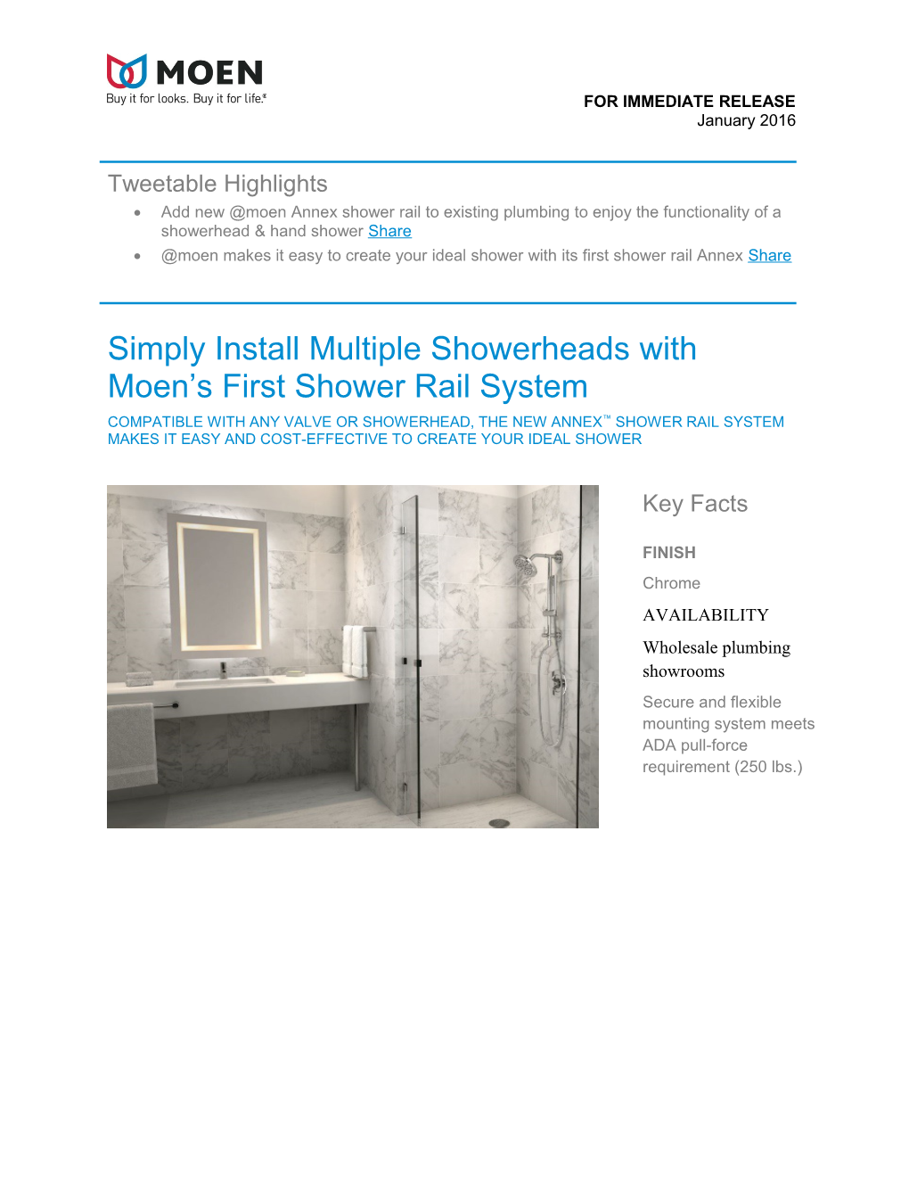 Simply Install Multiple Showerheads with Moen S First Shower Rail System