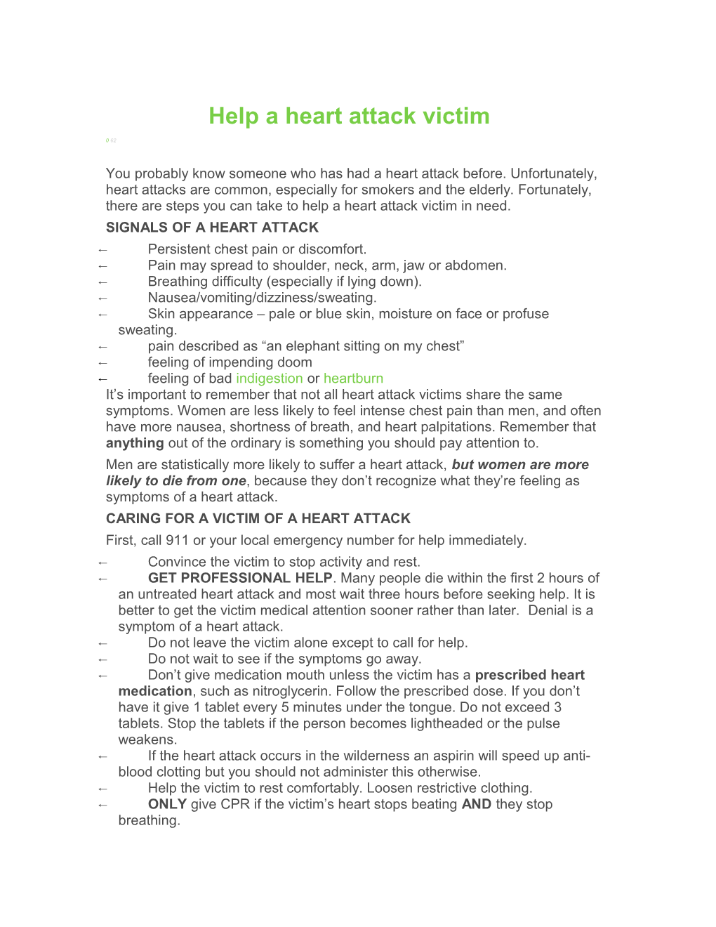 Help a Heart Attack Victim