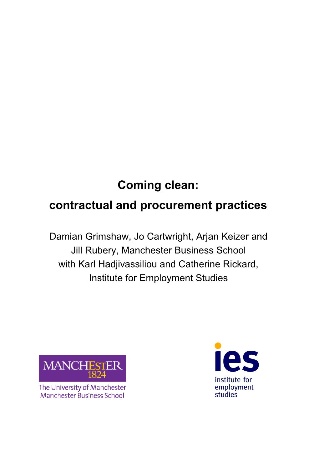 Contractual and Procurement Practices in the Outsourced Cleaning Sector