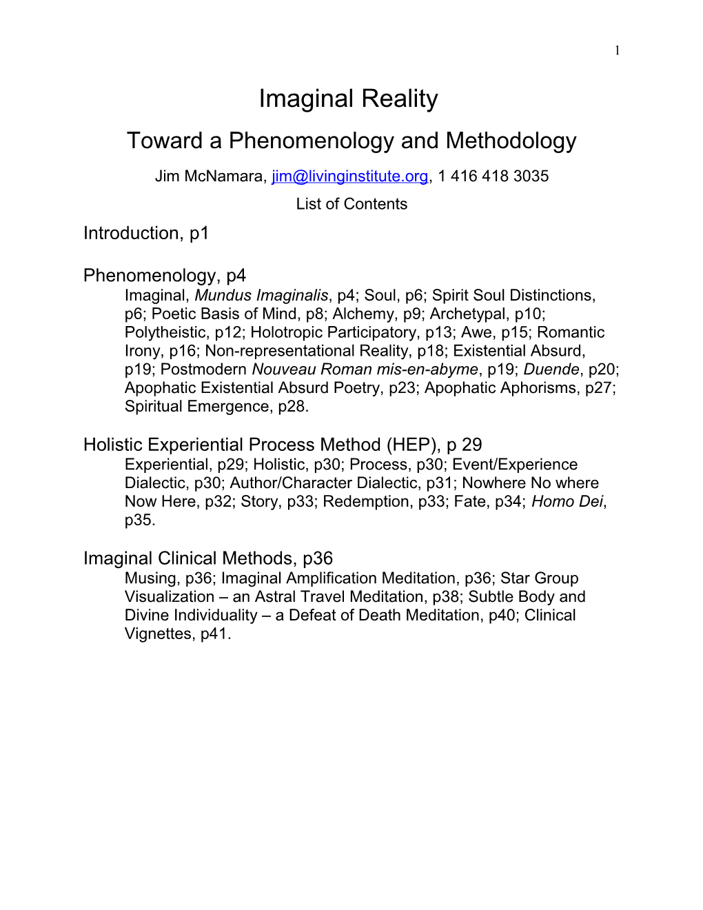 Toward a Phenomenology and Methodology