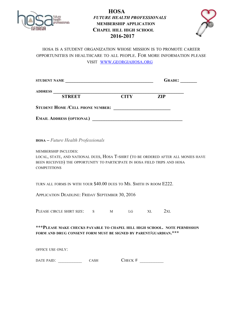 Membership Application for Hosa