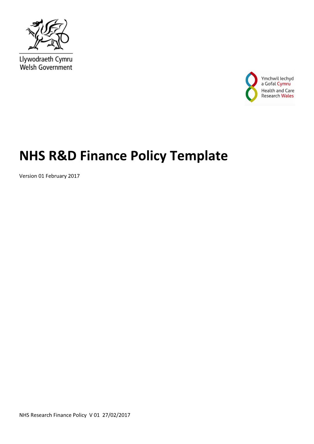 NHS R&D Finance Policy Template