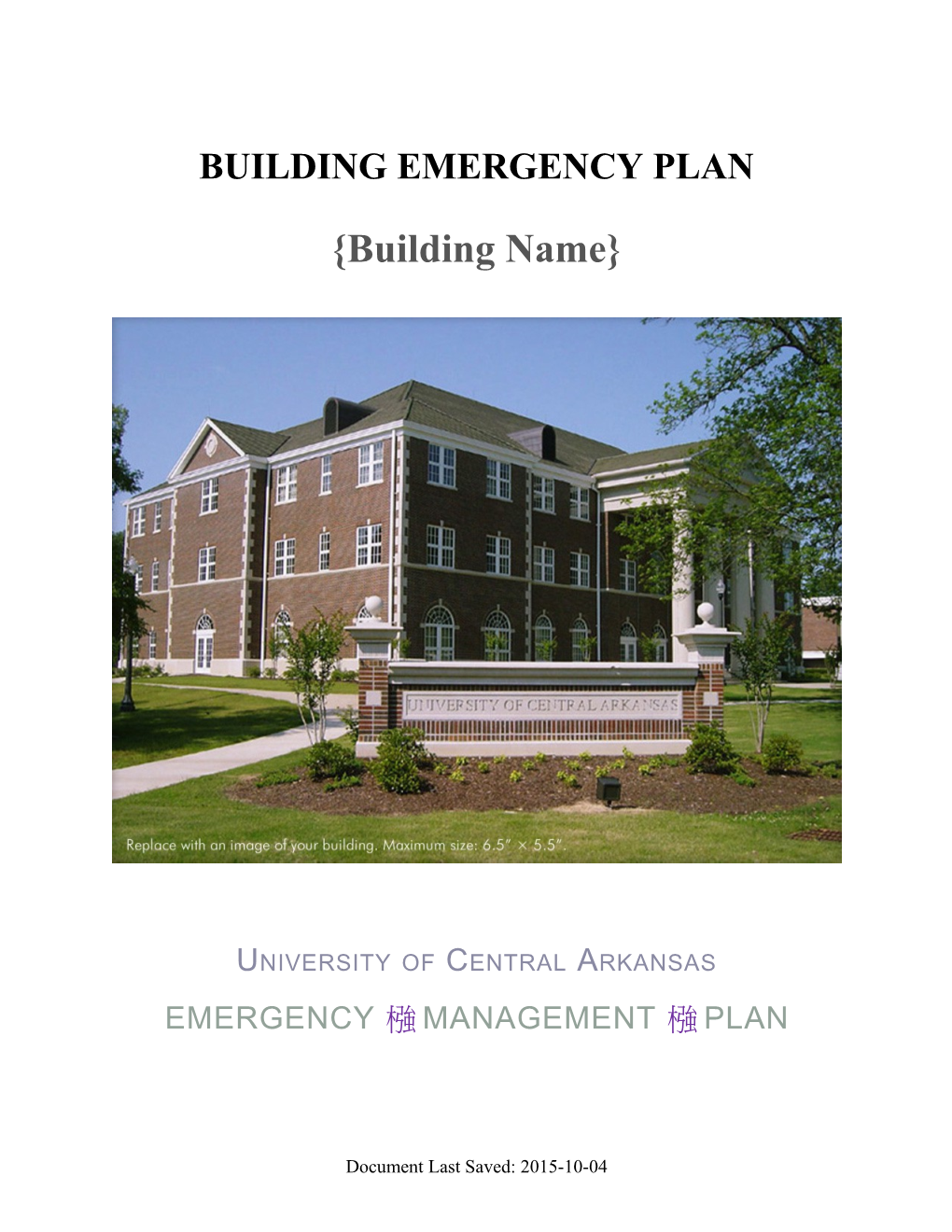 Building Emergency Plan Template
