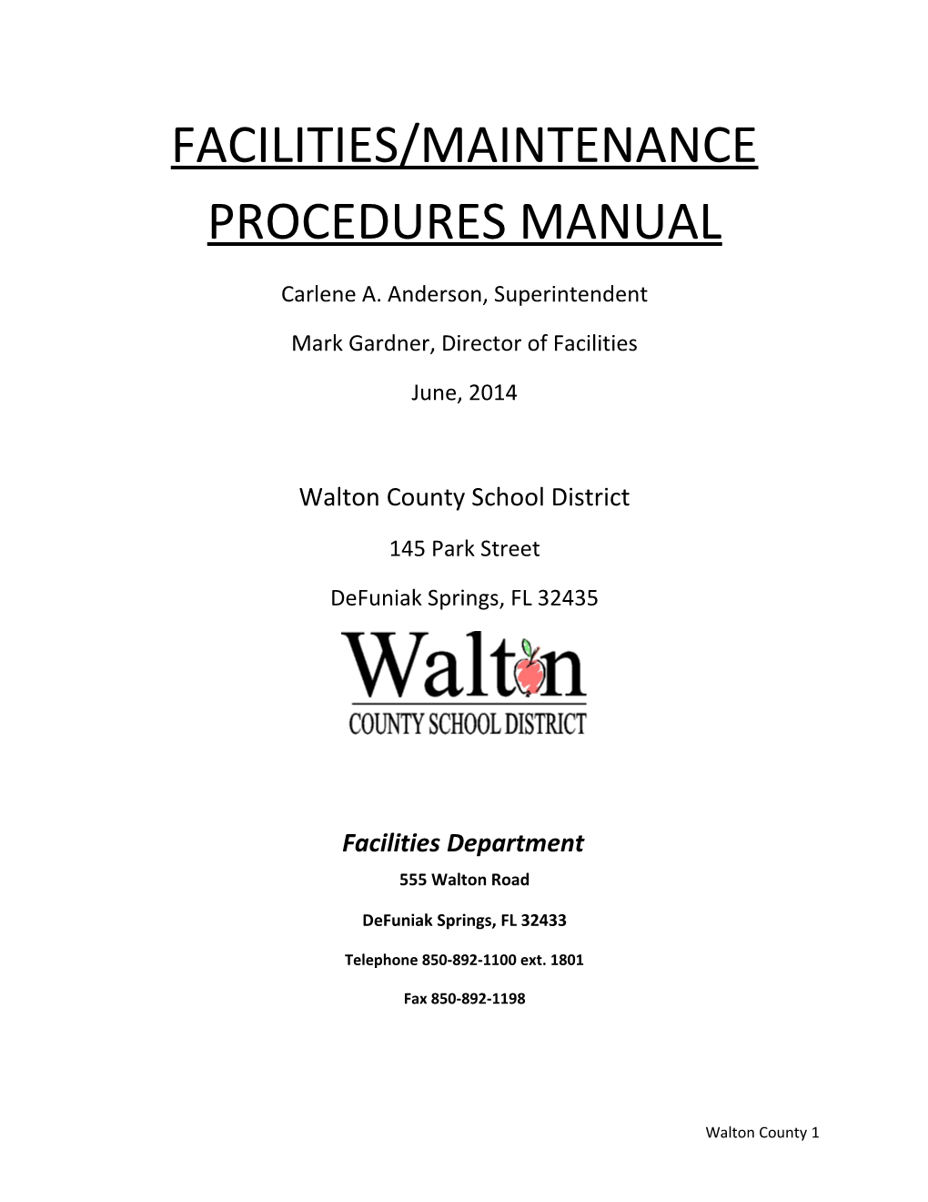 Facilities/Maintenance Procedures Manual