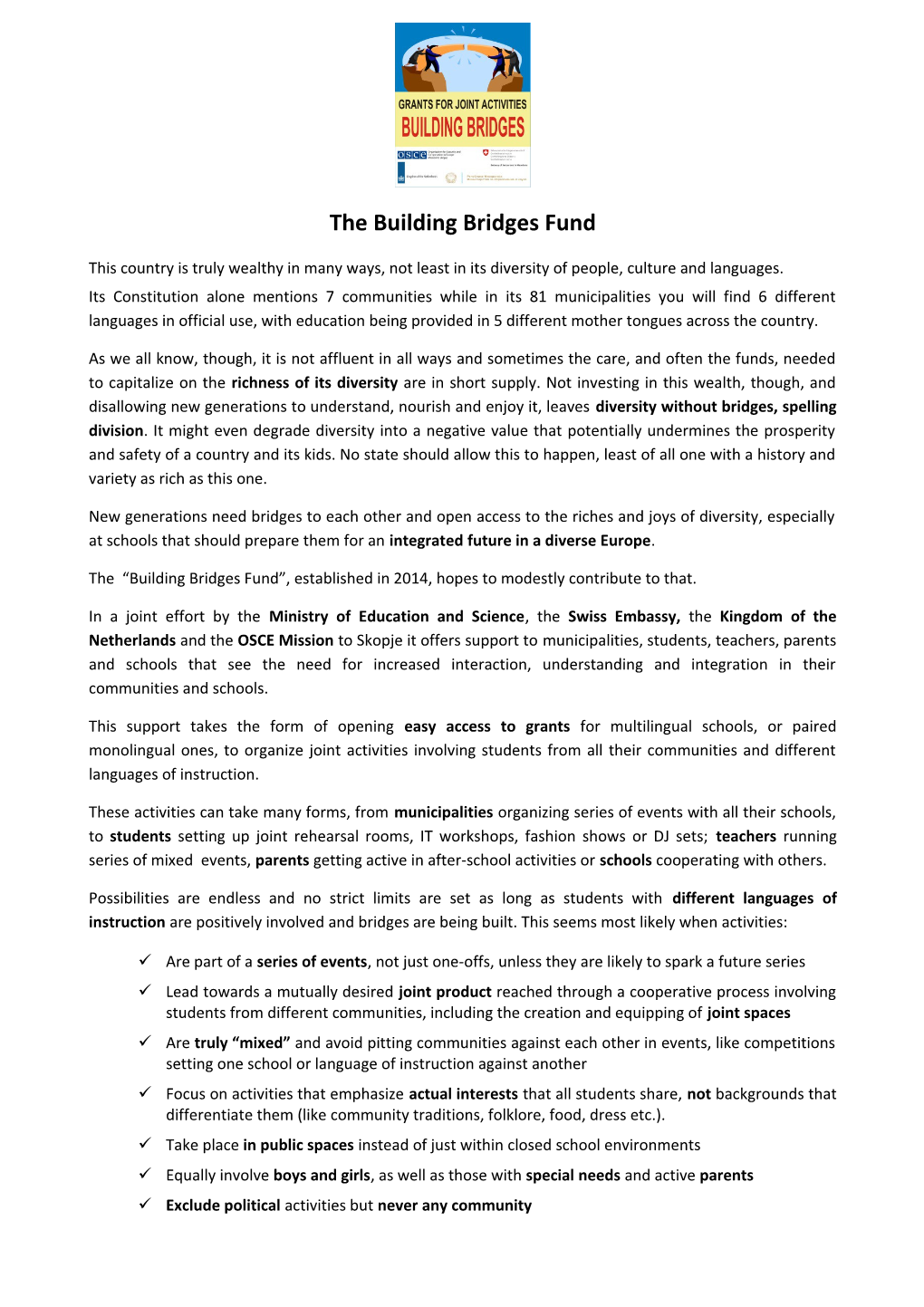 The Building Bridges Fund