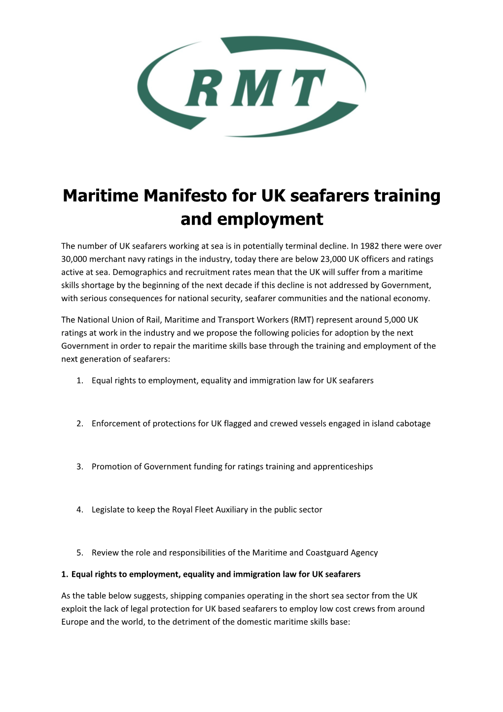 MARITIME Futures: Jobs & Training for UK Ratings