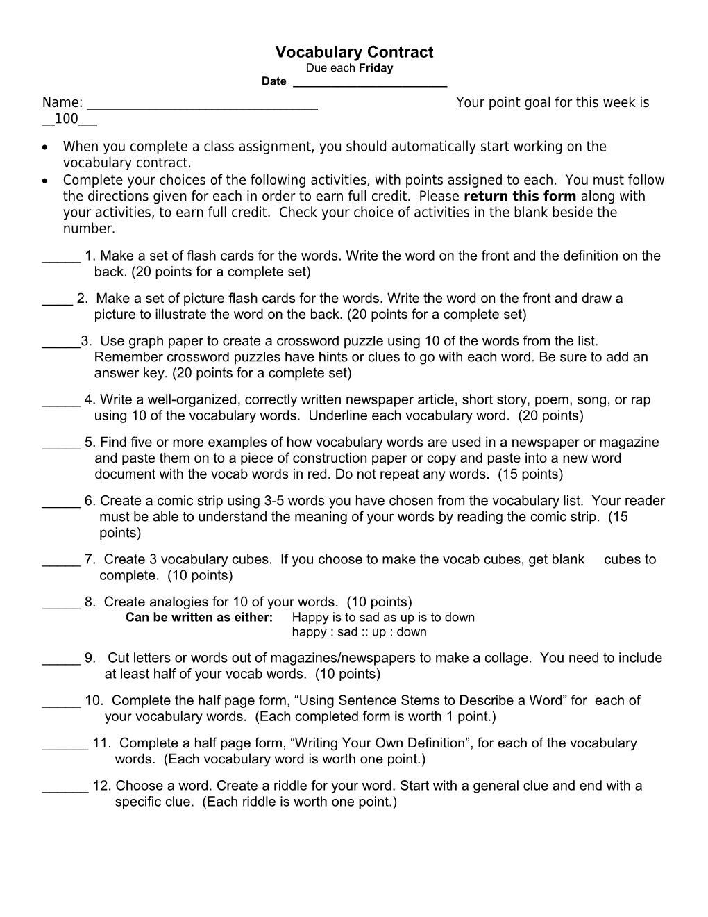 Vocabulary Contract