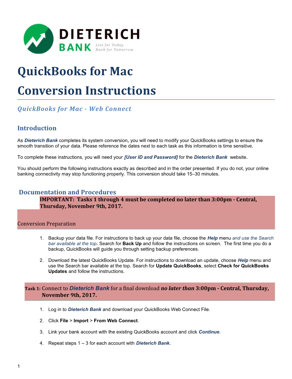 Quickbooks for Mac - Web Connect