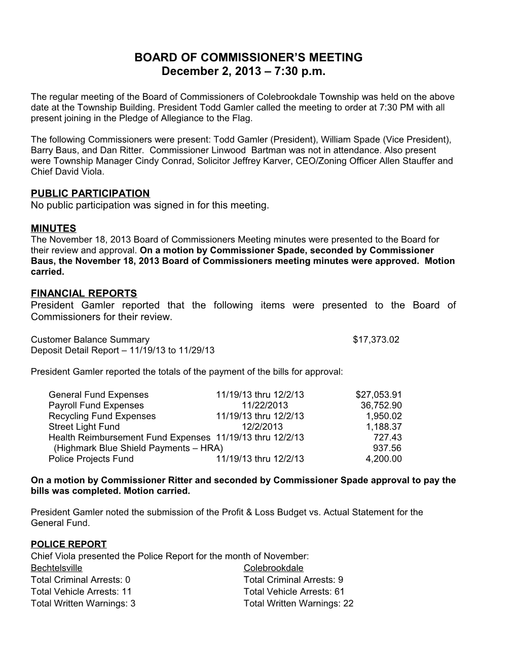 Board of Commissionersdecember 2, 2013Page 1