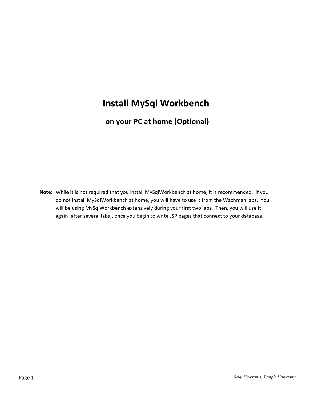 Install Mysql Workbench