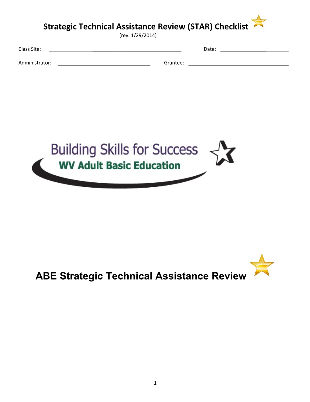 Strategic Technical Assistance Review (STAR) Checklist