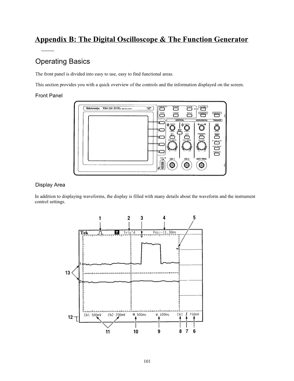 Appendix B: the Digital Oscilloscope & the Function Generator