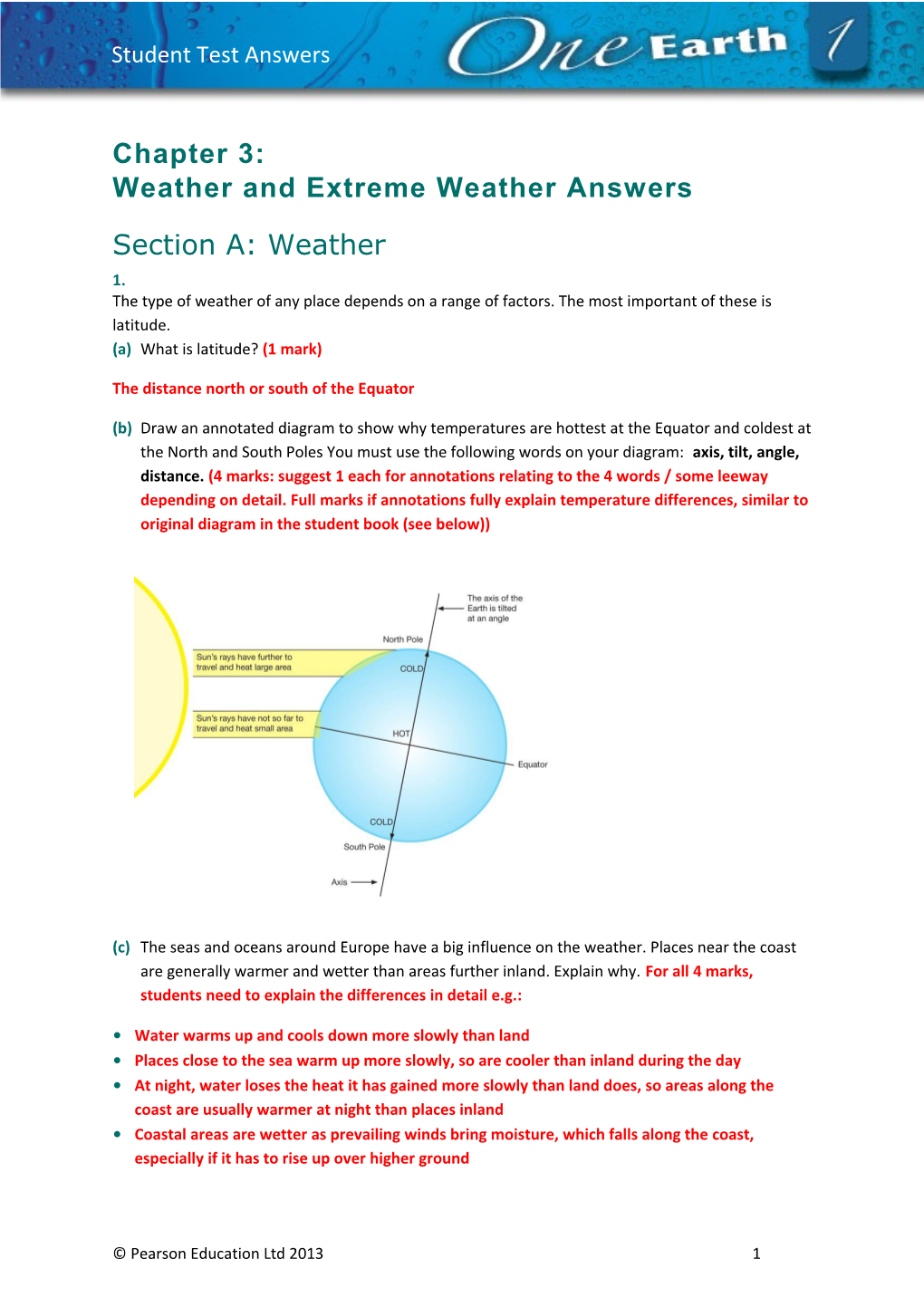 Chapter 3: Weather and Extreme Weather Answers