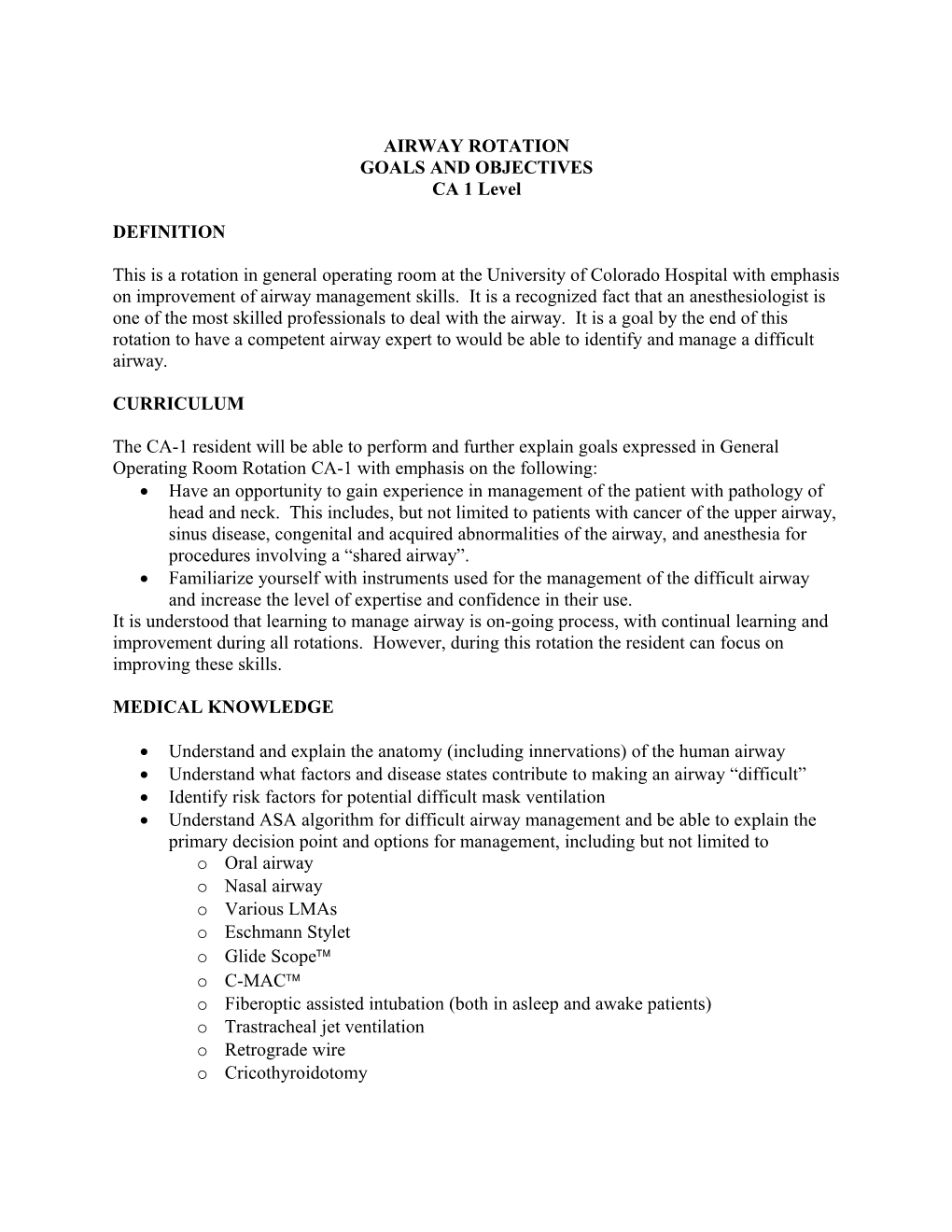 Advanced Airway Rotation-Uch