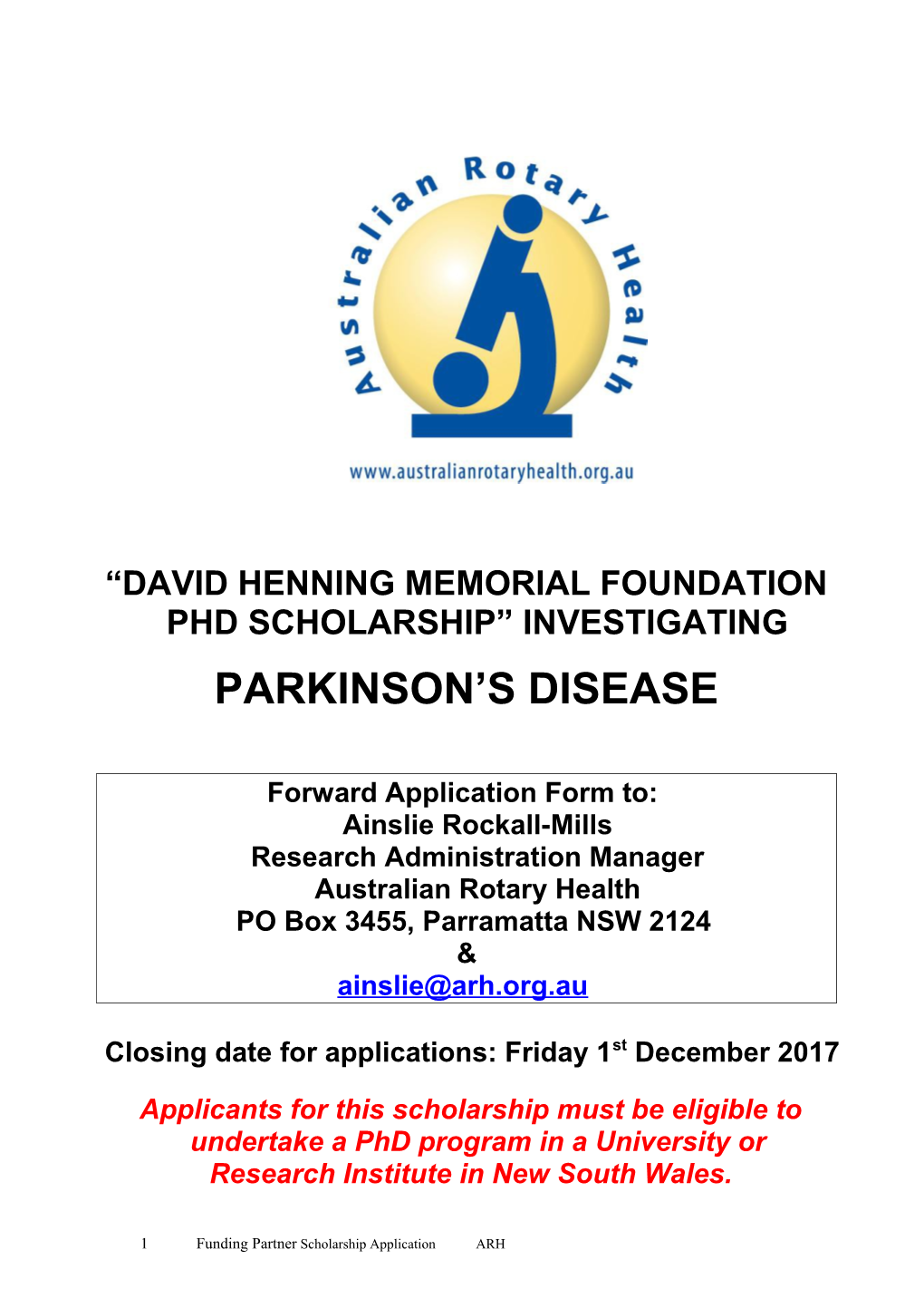 David Henning Memorial Foundation Phd Scholarship Investigating