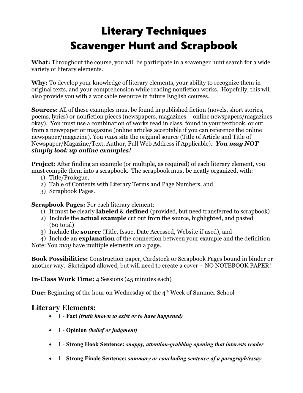 Literary Scavenger Hunt