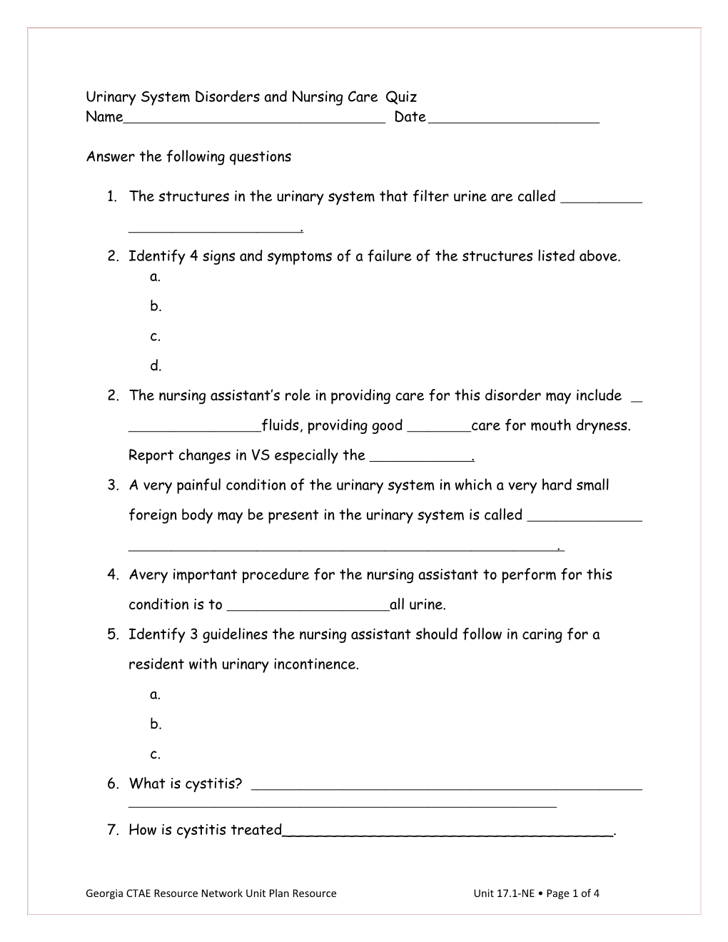 Urinary System Disorders and Nursing Care