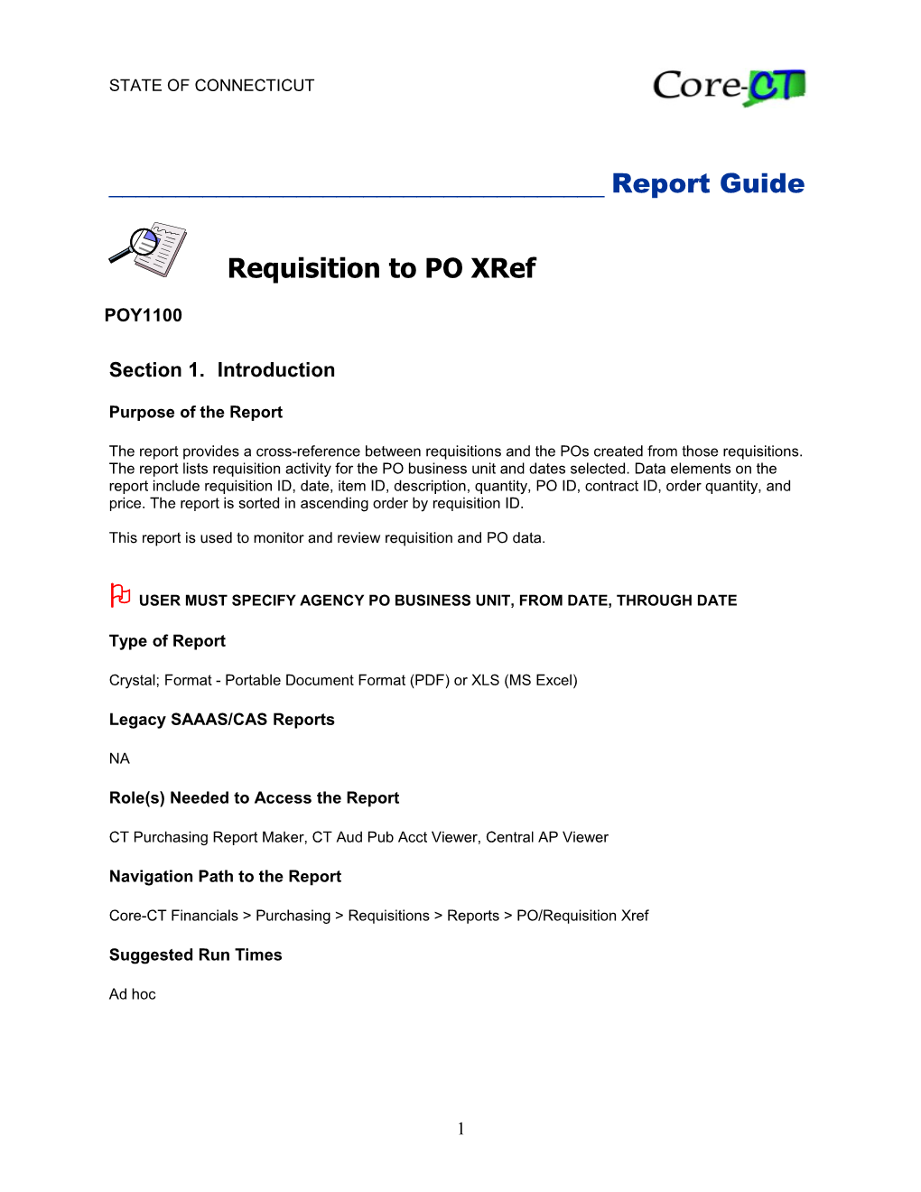 Requisition to PO XREF (POY1100)