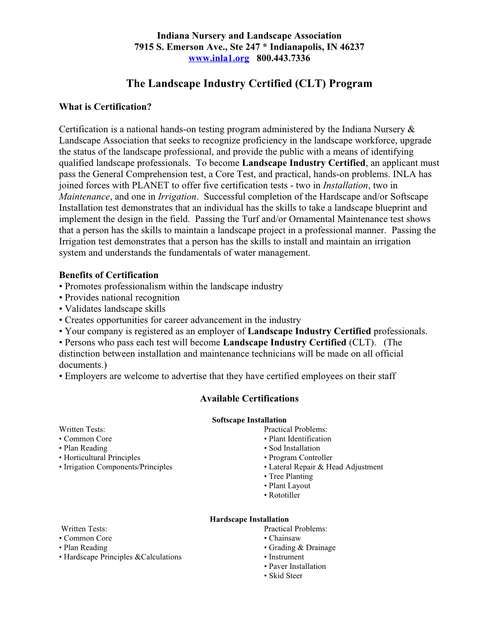 The Certified Landscape Technician Program