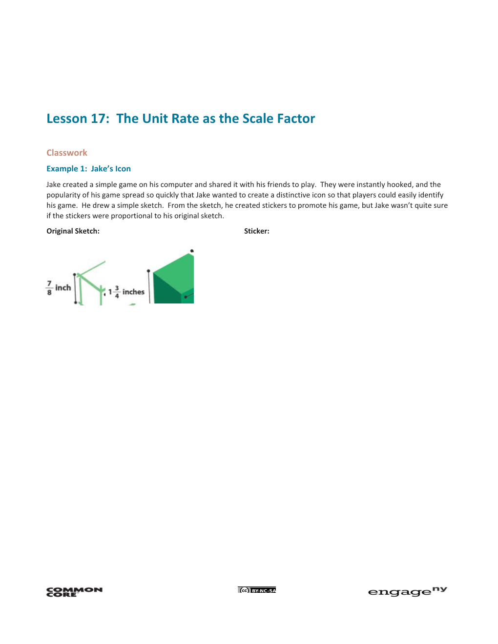 Lesson 17: the Unit Rate As the Scale Factor