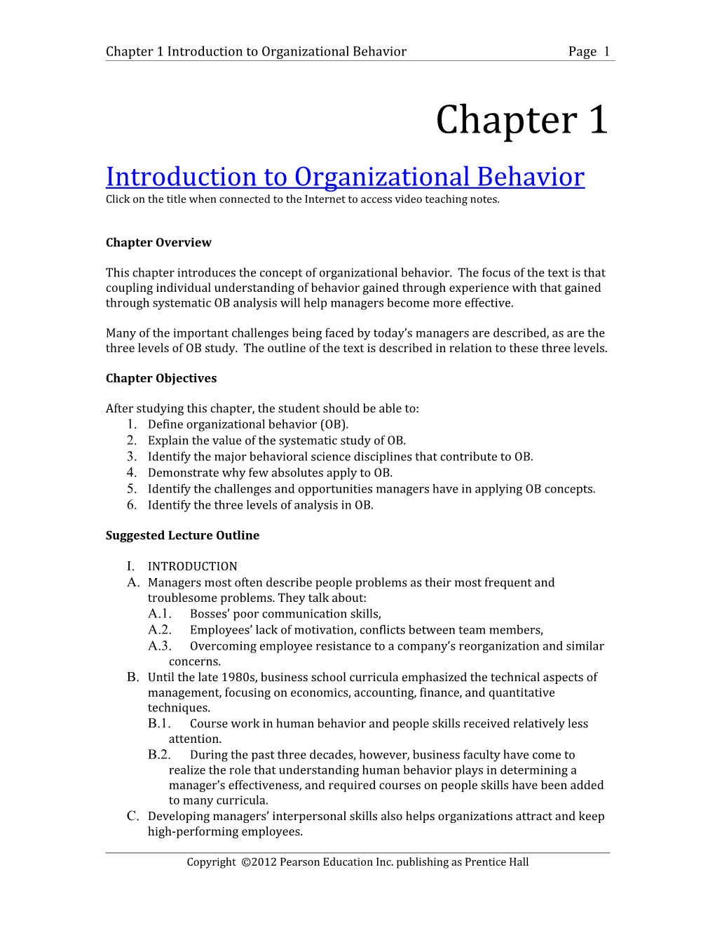 Chapter 1 Introduction to Organizational Behaviorpage